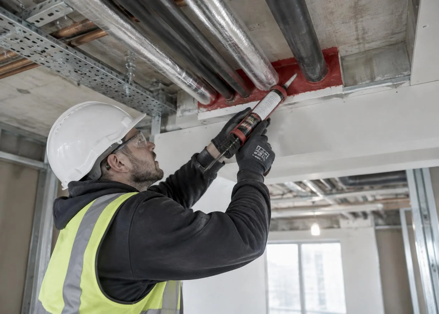 Drylining subcontractor completing the repair