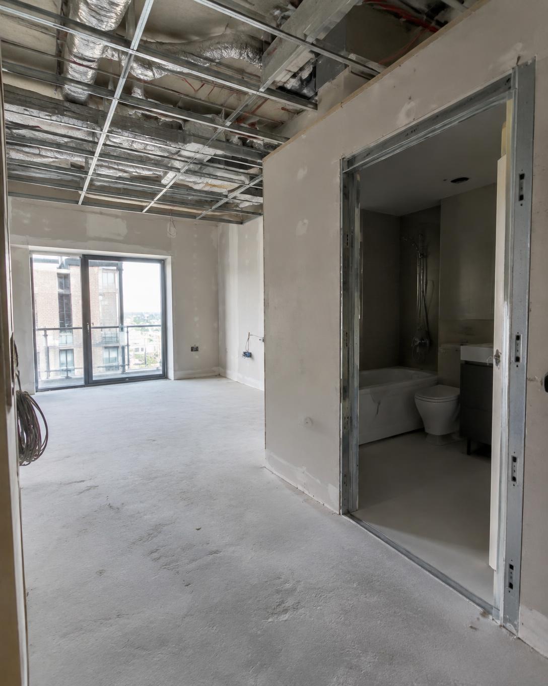 Smart-glasses point of view inside an apartment under construction
